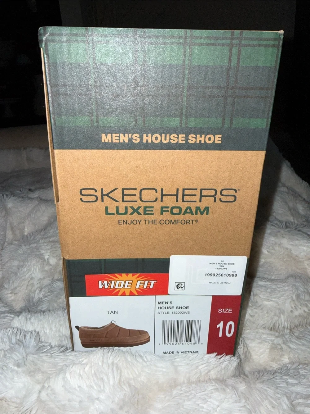 Skechers Men’s Slip-On house shoe-Tan sz10 wide fit